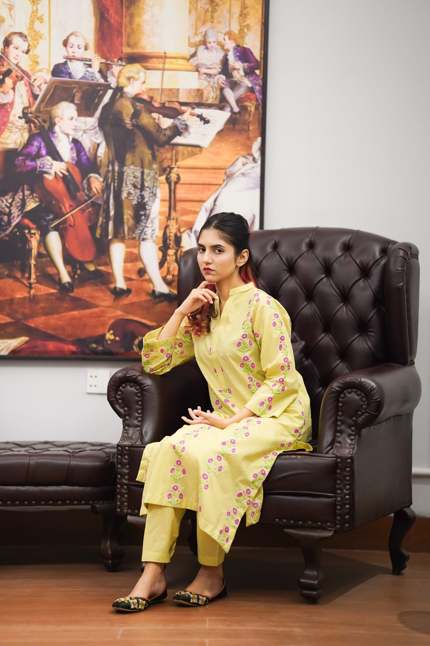 Bahar e Zard – Lemon Yellow Block Print Lawn 2-Piece Suit