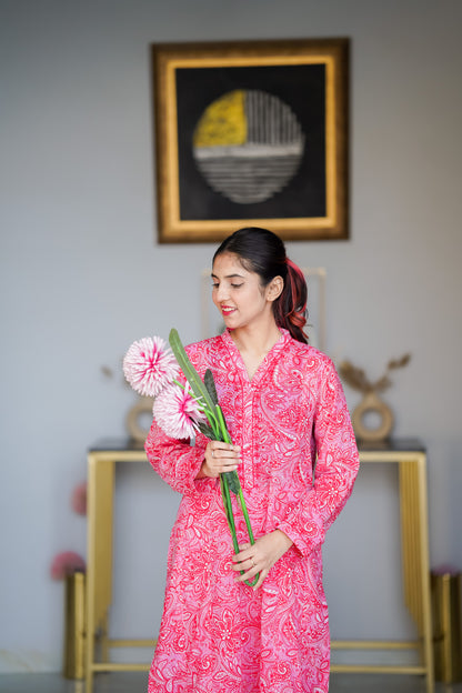 The Pink Paisley – Hot Pink Paisley Printed & Hand Embroidered Lawn 2-Piece Suit