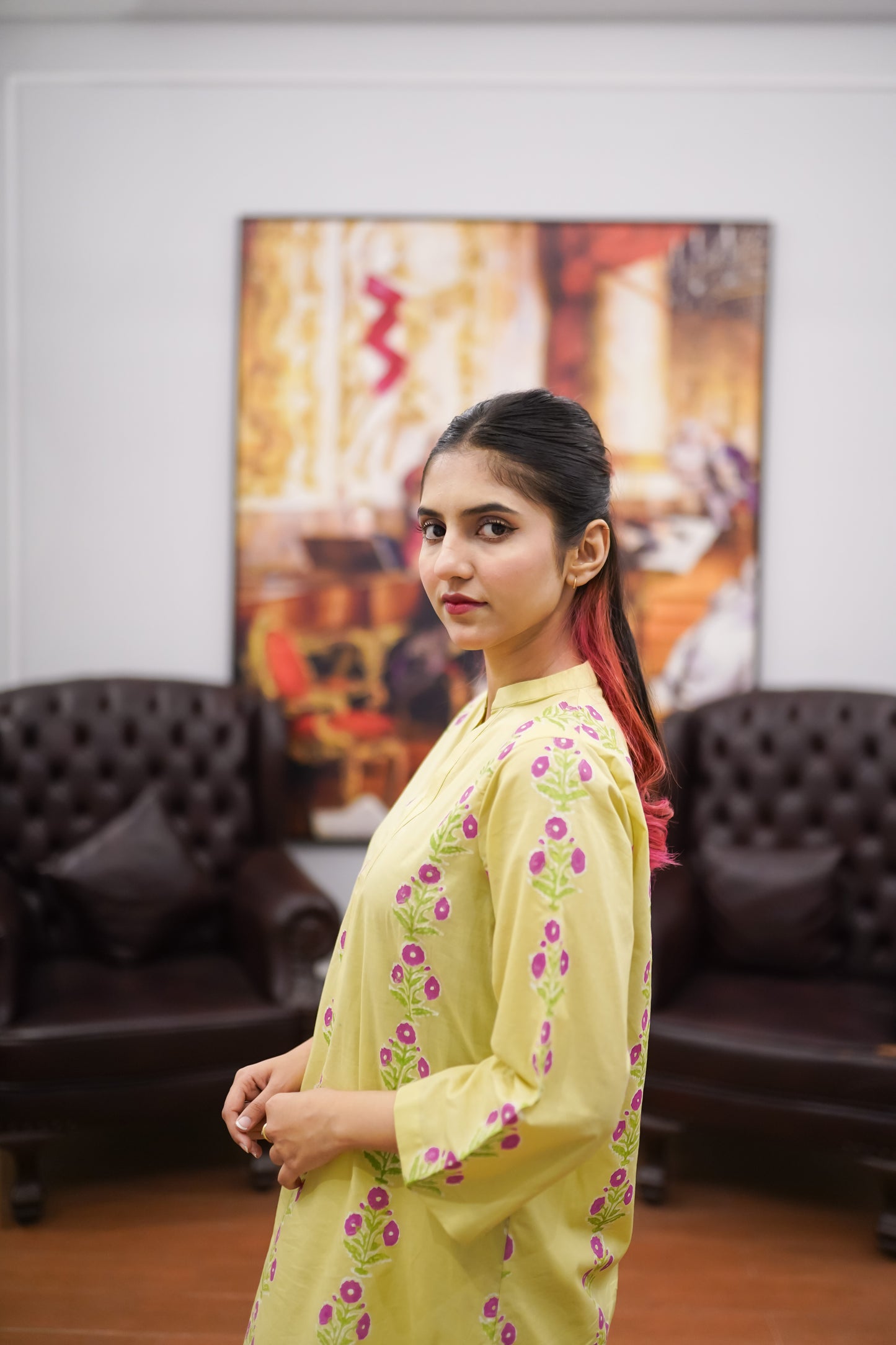 Bahar e Zard – Lemon Yellow Block Print Lawn 2-Piece Suit