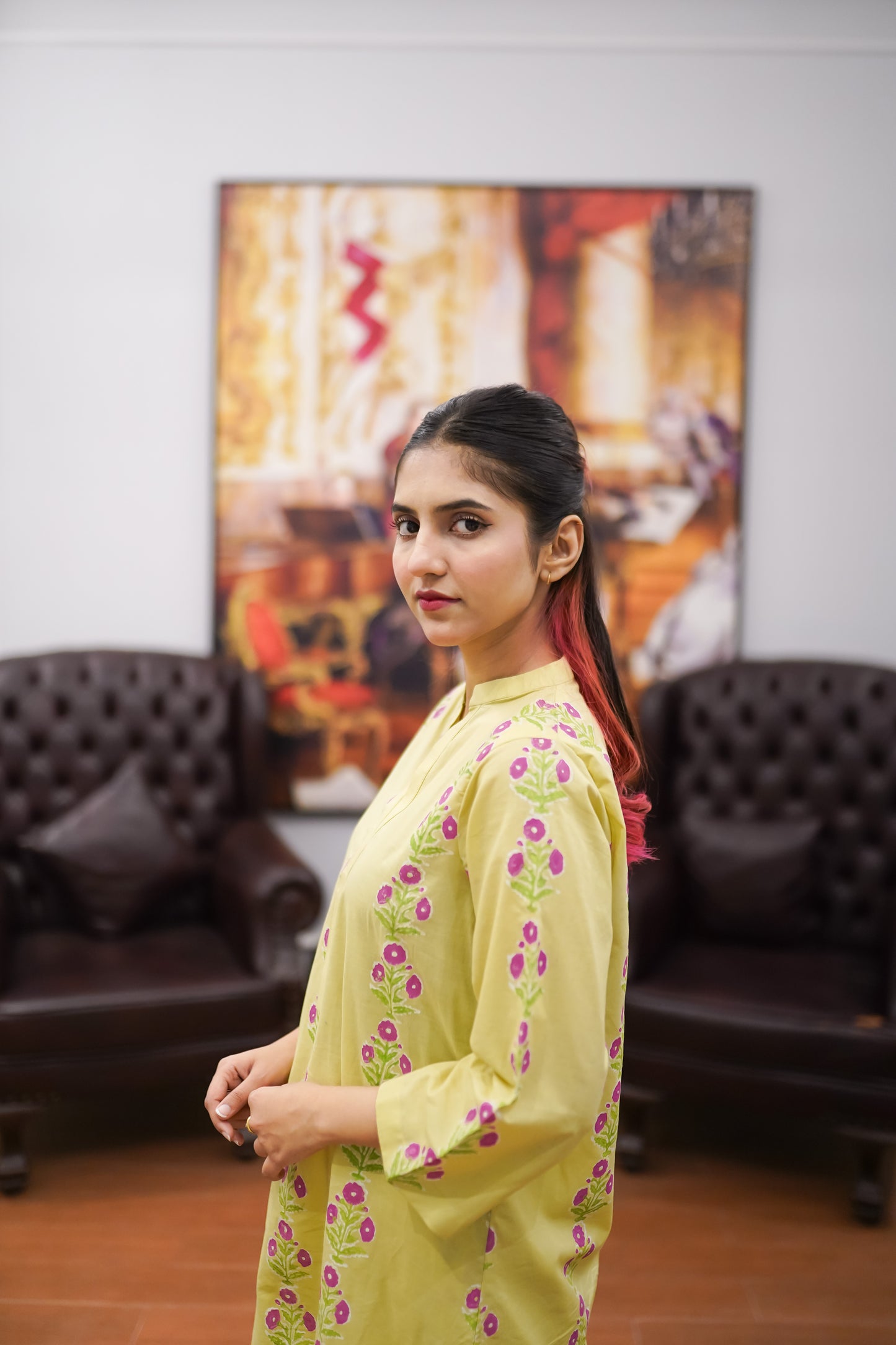 Bahar e Zard – Lemon Yellow Block Print Lawn 2-Piece Suit