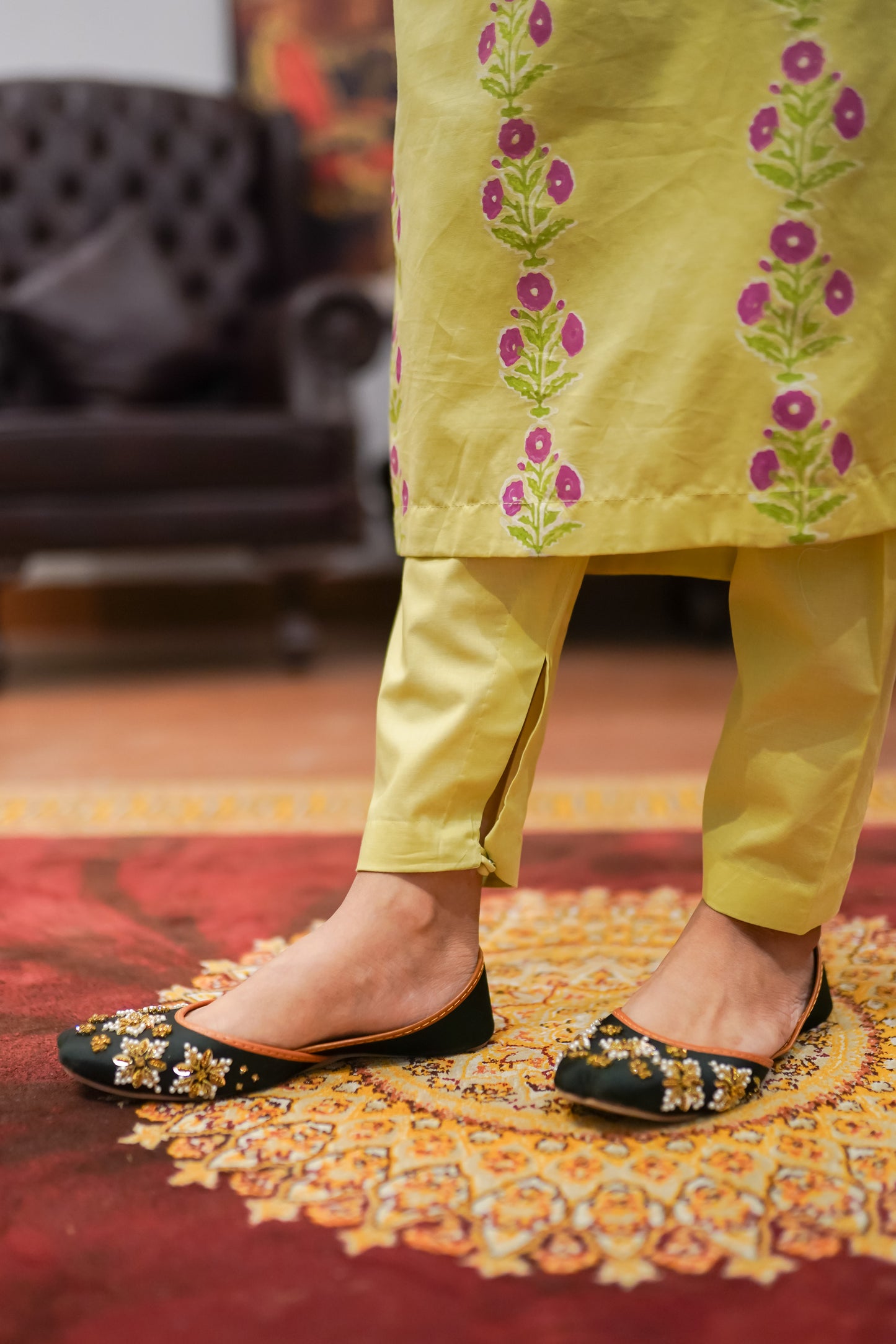 Bahar e Zard – Lemon Yellow Block Print Lawn 2-Piece Suit