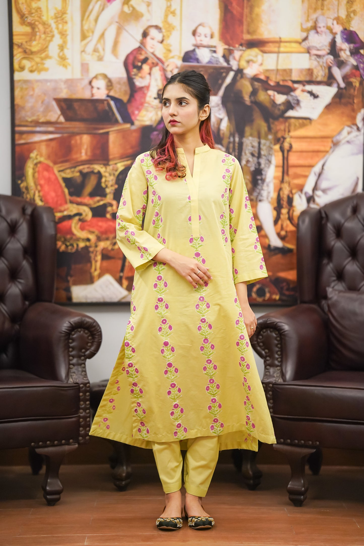 Bahar e Zard – Lemon Yellow Block Print Lawn 2-Piece Suit