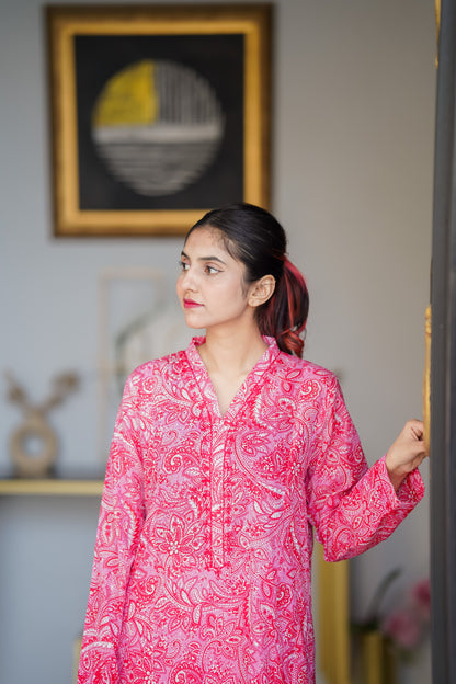 The Pink Paisley – Hot Pink Paisley Printed & Hand Embroidered Lawn 2-Piece Suit