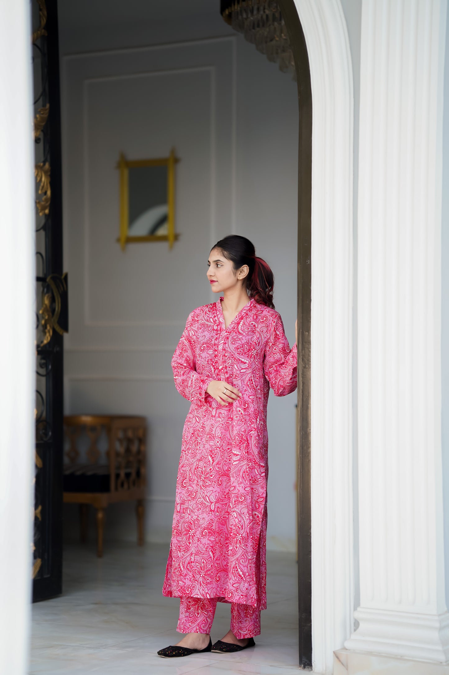 The Pink Paisley – Hot Pink Paisley Printed & Hand Embroidered Lawn 2-Piece Suit