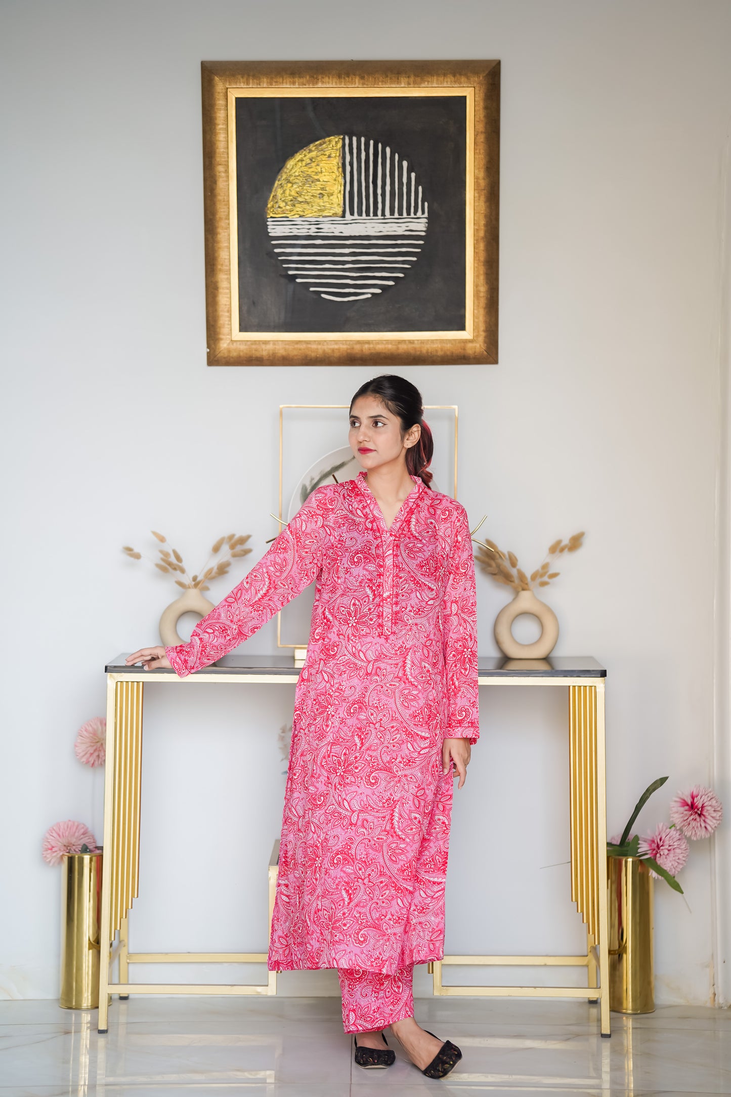 The Pink Paisley – Hot Pink Paisley Printed & Hand Embroidered Lawn 2-Piece Suit