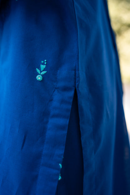 Feroza | Royal Blue Embroidered & Block Print Lawn Suit