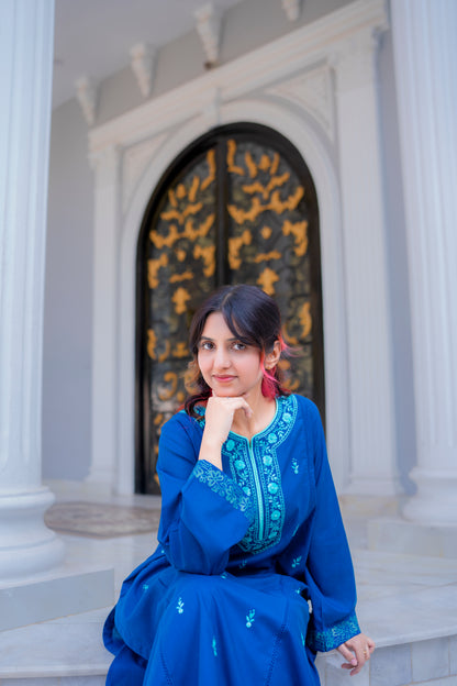 Feroza | Royal Blue Embroidered & Block Print Lawn Suit